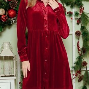 Elegant Red Velvet Dress